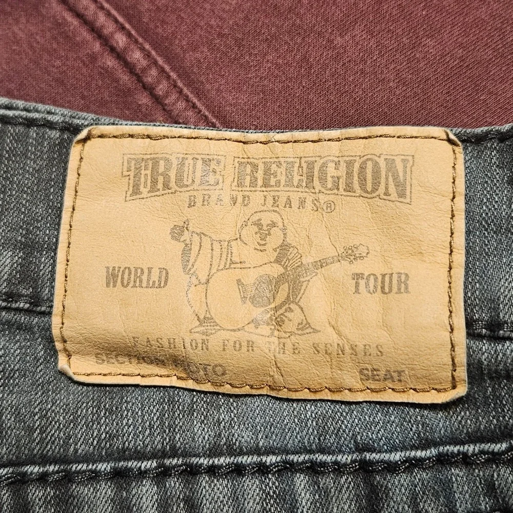 True Religion Jeans Men Moto Blue‎ Camo Relaxed Skinny Textured Size 38 x 33